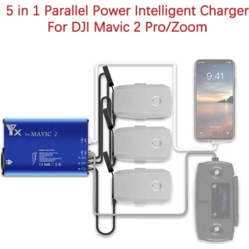 For DJI Mavic 2 Pro/Zoom Drone Battery Remote Control 5 in 1 Parallel Power Intelligent Charger Charging Hub Adapter Accessories