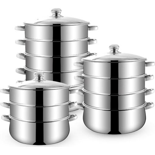 10-45Litre Double Boilers Cooking Steamer Steamed 3-5 layer For kitchen convenience Food Steamer Pot Stainless Steel Induction