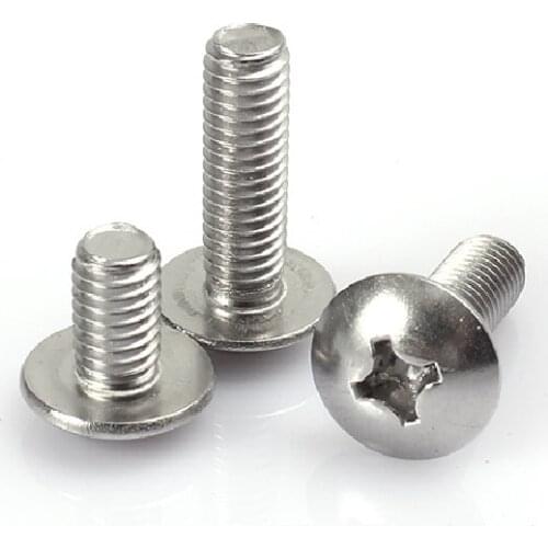 10/50pcs M2 M2.5 M3 M4 M5 M6 304 A2-70 stainless steel JISB1111T Phillips Truss Head Large Flat Round Cross Screw Bolt