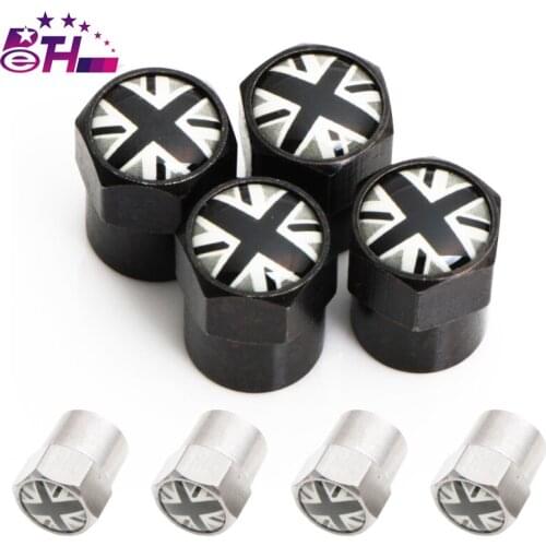 Car-Styling Car Wheel Tire Valves Tyre Caps For UK Flag for BMW Mini Cooper 2011 2012 2013 Car Accessories 4pcs