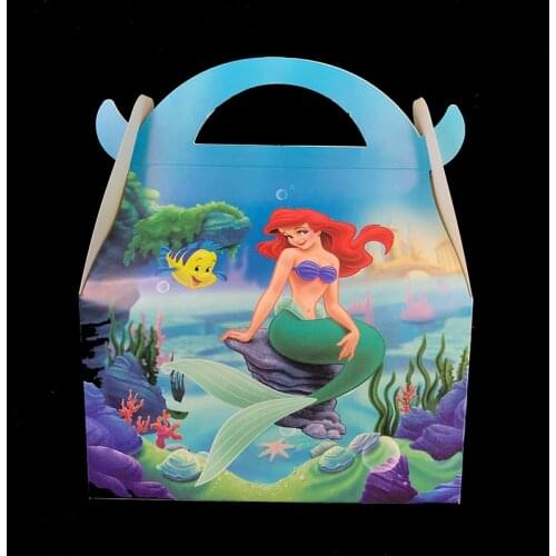 6pcs/lot Mermaid party gift boxes Mermaid birthday party decorations baby shower party supplies Little Mermaid candy boxes