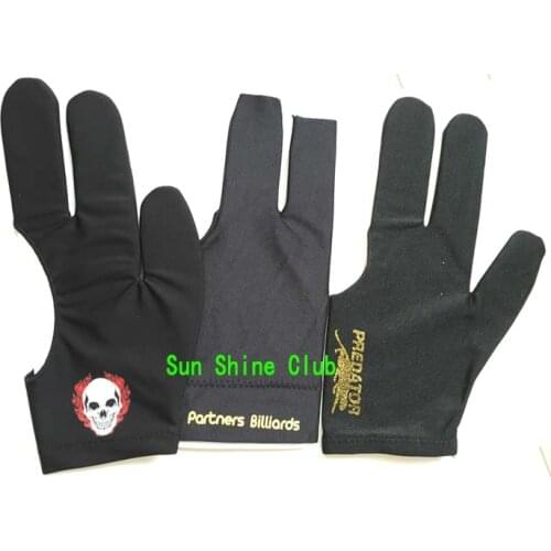 Free shipping 3pcs/lot high Elasticity 3 finger Black Billiards gloves/Snooker table Gloves/Pool glove Billiards Accessories