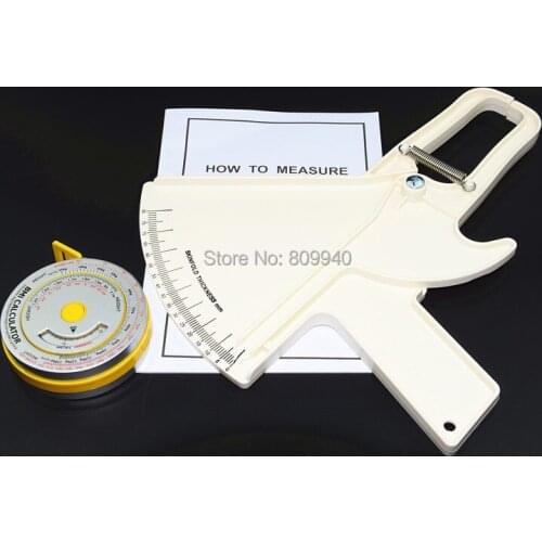 Free Drop shipping! Body fat Caliper (skin fold caliper)+ BMI calculator (BMI body measure tape)