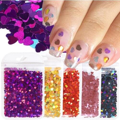 Nail Art Glitter Heart Shaped Laser Symphony Butterfly Sequins 3D Colorful Sequins Manicure Nail Decoration Nail Glitter 5g BE03