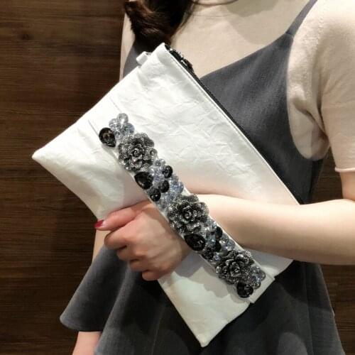 DOYUTIG Brand Women Envelope Evening Clutch Bags Antique Crystal Flower Wedding Bags Female Pu Leather Big Totes & Purse A231