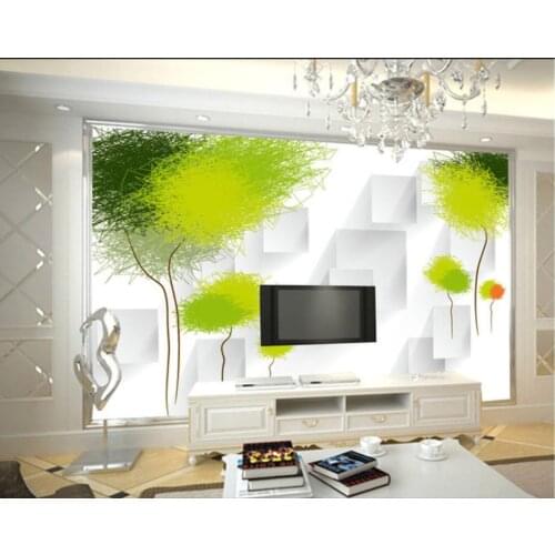 Paper painting panoramic 3D three-dimensional abstract tree modern minimalist house decoration mural living room background wall