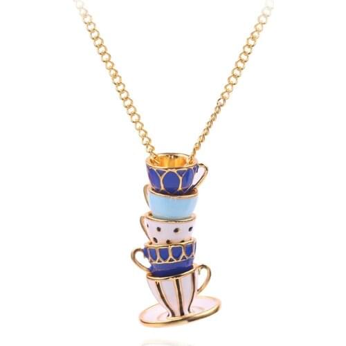 Ceative Enemal Cup Layered Pendant Necklace Fashion Jewelry Punk Trendy Hot
