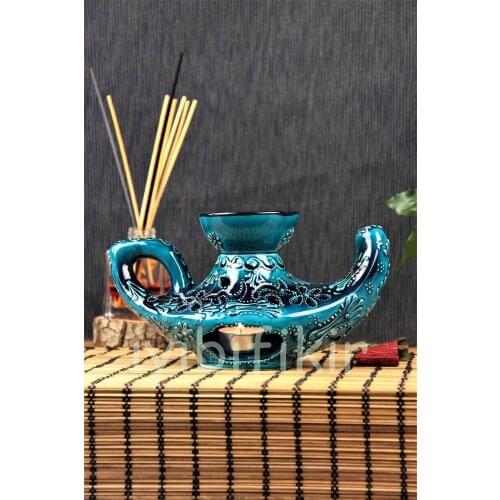 Decorative Handmade Aladdin 'S Magic Lamp Pattern Ceramic Censer 23 Cm Big size