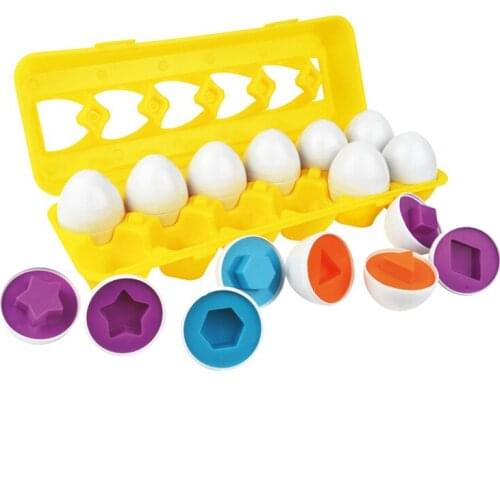 Baby Childrens Toys Color Matching Egg Educational Learning Toys Color and Shape Recognition Set of 12 Childrens Birthday Gift