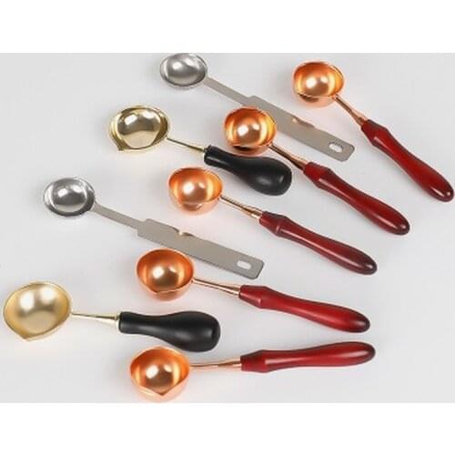 Retro Sealing Wax Stove Pot Wooden Handle Sealing Wax Lacquer Spoon Lacquer Seal Spoon Wax Seal Decorative Craft Gift