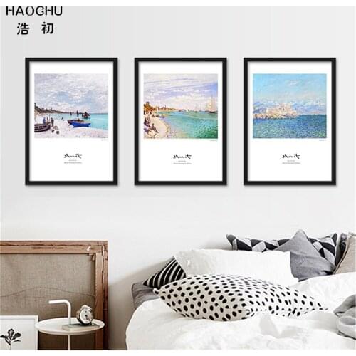 HAOCHU Nordic abstract landscapes Monet Mural WALL ART Canvas Painting Wall Painting poster NEW YEAR decorations for HOME BAR