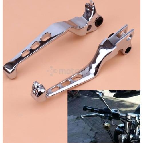 Hollow Out Style Chrome Aluminum Skull Brake Clutch Handlebar Lever for Harley Sportster Softail Night Train Fatboy Electra