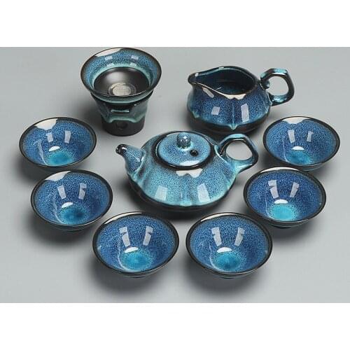 Dehua Ru Kiln Zisha Tea Set Kiln Change Kung Fu Gift Ceramic Teapot Tea Cup Home Leisure Products