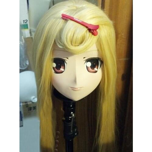 KM118) Handmade Female Resin Crossdress Pretty Girl 3/4 Head Lolita Doll Mask Japanese Anime Cosplay Kigurumi Mask Crossdresser