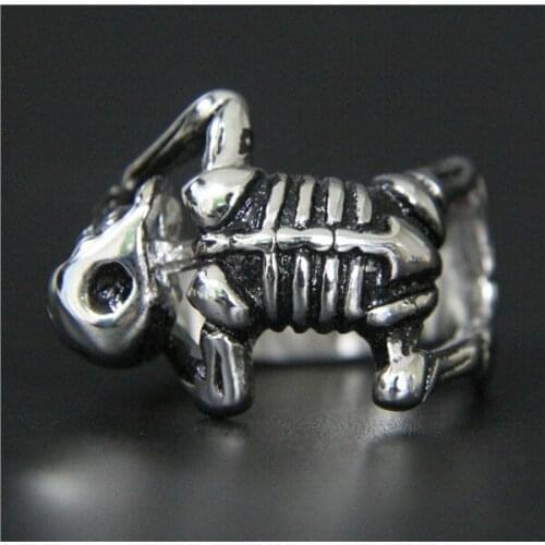 Band Party Hot Bone Skull Ring 316L Stainless Steel Ring Cool Punk Style Fashion Body Skeleton Ring