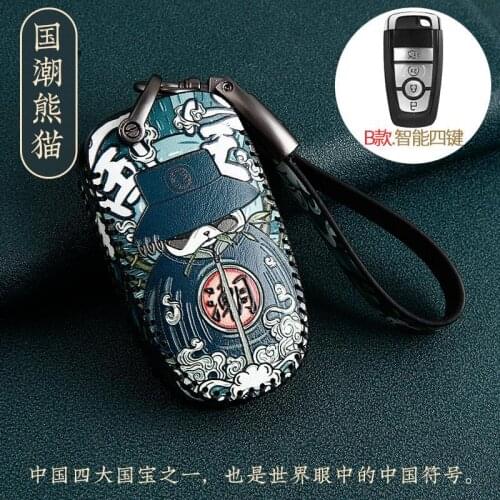 Leather Car Key Cover key Case For Ford Mondeo Fusion F150 Mustang Explorer Edge Ecosport F-150 F-250