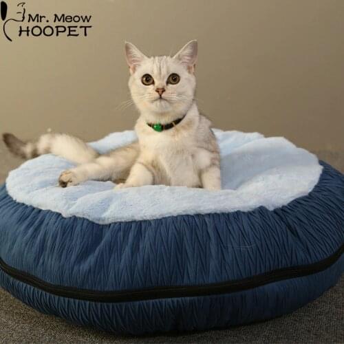 Hoopet Round Cat Bed Washable Soft Pet Beds Kennel Mattress Dog Mat Small Dog Beds for Cat With Removable Cover