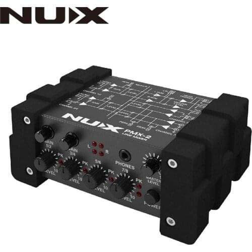 NUX PMX-2/PMX-2U I/O Line Mixer mini mixer console USB sound console 6/8 inputs 2 outputs volume indicator level control