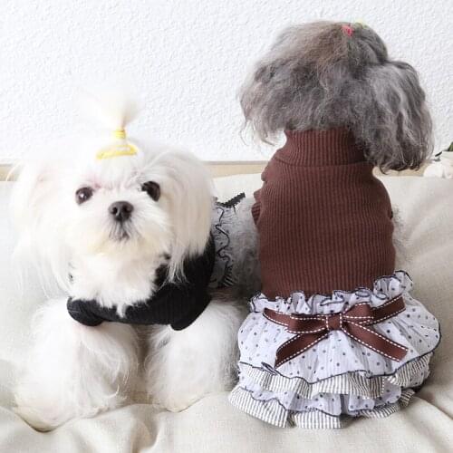 Cute Cake Polka Dot Dog Dress Clothes Autumn Winter Cat Maid Dresses Festival Party Costumes For Puppy Small Pet Dog Doggie