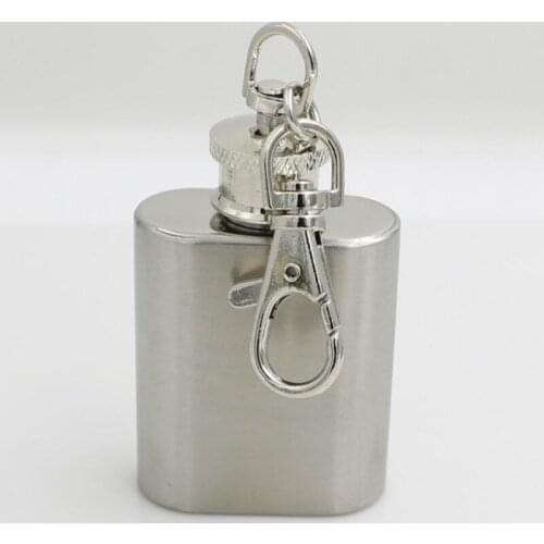 1oz stainless steel mini hip flask with keychain Portable party outdoor wine bottle with Key chains Free shipping LX9441
