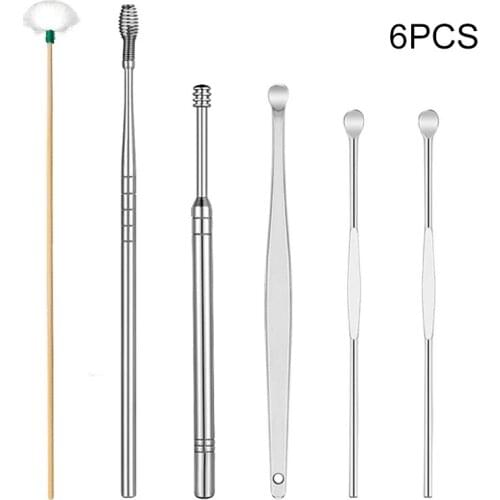 Ear Cleaner Kits Stainless Steel Earpick Wax Remover Curette Feather Ear Pick Ear Cleaner Spoon Spiral Ear Clean Tool