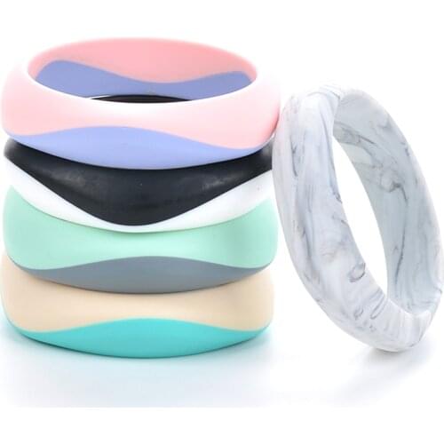 New Arrival Teething Bracelet Baby Silicone Bangle Teether 1pcs Chew Jewelry For Mom Adult Size Double Colors Silicone Beads
