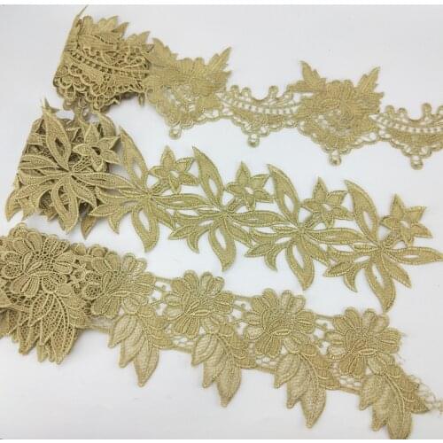 New fashion gold Lace Applique Flower Sequin Lace Fabric Decoration For Garment Accessories Sew On Cloth Costura Craft XYJB11-13