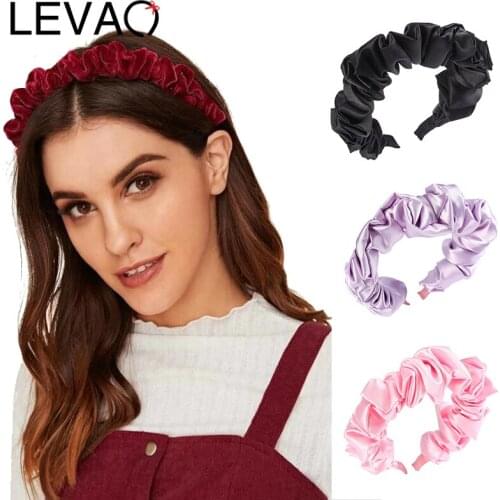 LEVAO Fashion Solid Color Folds Head Band Lady Hoop Elegant Hair Bezel Turban Women Hairband of Fabric-covered Hair Accessories