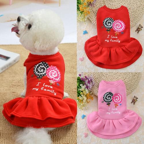 Lollipop Printed Small Dog Dress Cotton Fashion Dog Skirt Princess Dress Durable Comfortable Cute Chihuahua Puppy Cat Clothes