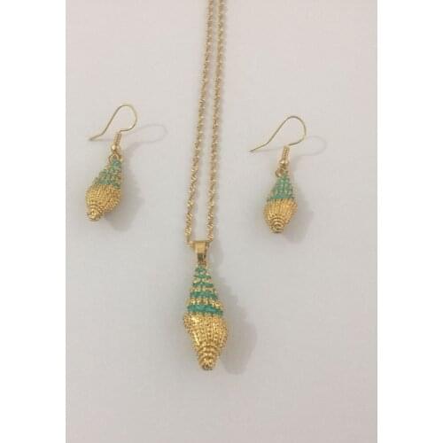 PNG Africa Romantic bride Sets gold conch shell necklace drop Ear ring earrings Jewelry Set for women Wedding Bijoux gifts