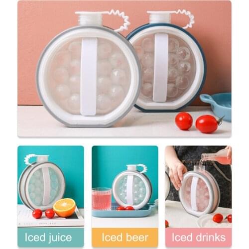 Ice Cube Tray DIY Ball Maker Mold Folding Water Bottle Leakproof Silicone Mould Whiskey Cocktail Bar Accessories Kitchen Tool