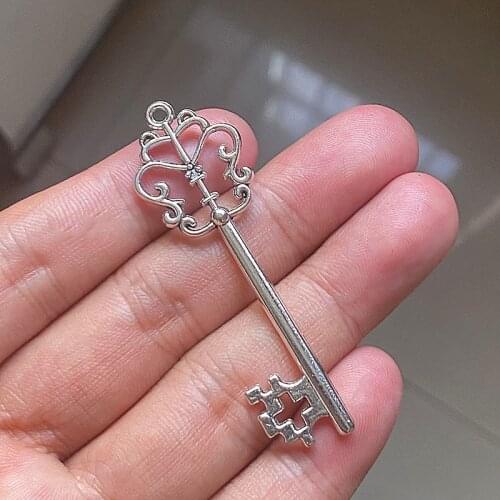 12pcs Antique Key Connector Pendants, Diy Handmade Women Necklace Key Chain Aesthetic Accessories,Charms Findings Jewelry Making