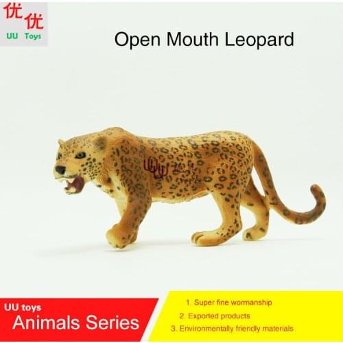 Hot toys:Open Mouth Leopard Simulation model Animals kids toys children educational props