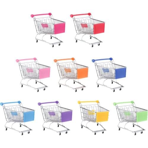 Shopping Day Grocery Cart, Mini Cute Supermarket Hand Push Cart, Table Top Decoration Accessory