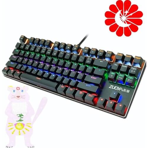 Wired USB RGB mixed light version Backlit English Russian 87-key mechanical keyboard Green axis red axis game for PC, laptop