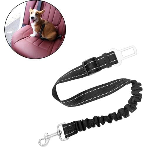 Adjustable Dog Car Seat Belt Anti-shock Elastic Reflective Nylon Dog Leash Safety For All Size Pets & Cars Pet Car Seat Belt