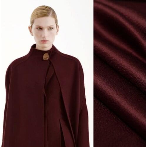 Luxurious Quality 155CM Wide 680-700G/M Weight Double-faced Water Wave Warm Wine Red Cashmere Overcoat Outwear Fabric DE1167