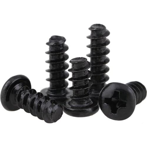 Black Cross Round Head Flat Tail Self Tapping Small Screw PB Philips Pan Head Flat End Tapping Screws M1.4M2M2.3 1000PCS