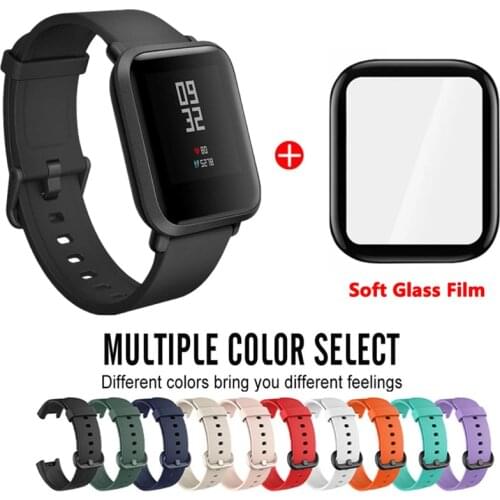 Silicone Wrist Strap For Xiaomi Mi Watch Lite With Soft Glass Film For RedMi Watch Replacement Bracelet Wrist band Accessories