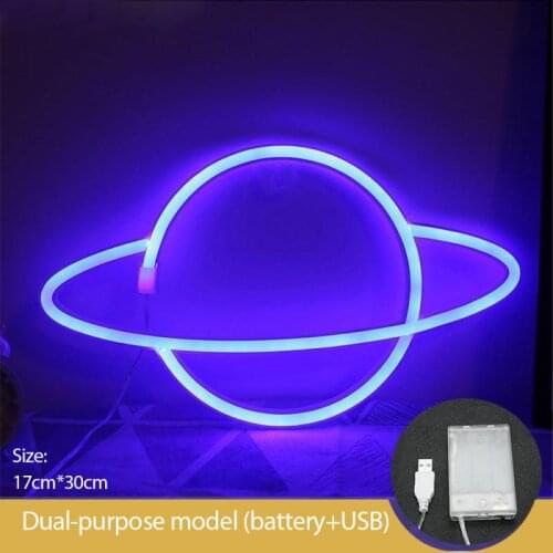 LED 3D Planet Neon Light Night Lamp Kids Baby Nursery Bedroom Hanging Decoration