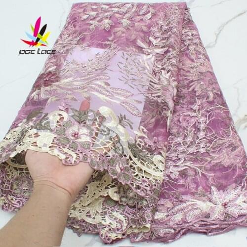 Tulle Lace Fabric Embroidery Peach Color French African Nigerian Latest Design High Quality Tulle 2021 For Dress