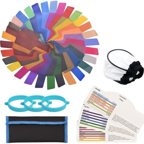 Andoer Universal Flash Lighting Filter Flash Gels Color Correction Filters for Camera Speedlite Flash Light with Carrying Bag