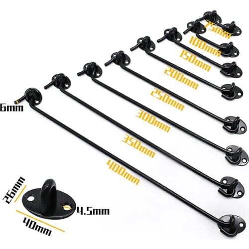 75/100/150mm Cabinet Door Showcase Gate Window Latche Hook Eye WindProof Silent Lock Window windproof hook Wind Brace Cabin Hook
