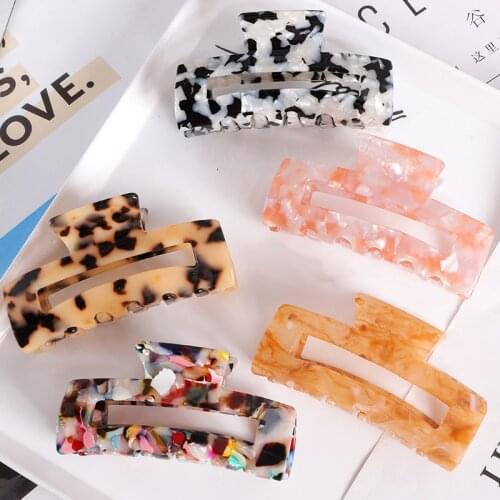 High Quality Geometric Acetate Hair Claws Large Square Hair Crabs Clip Leopard Grain Hair Clamps For Women Hair Accessories
