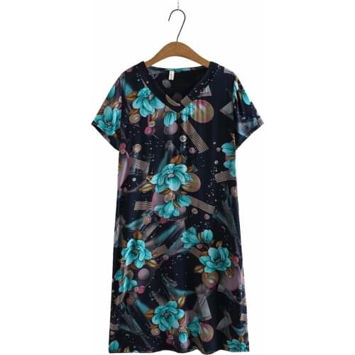 Plus size dress V-Neck short sleeve floral print summer dresses 2021 new elegant casual womens dresses