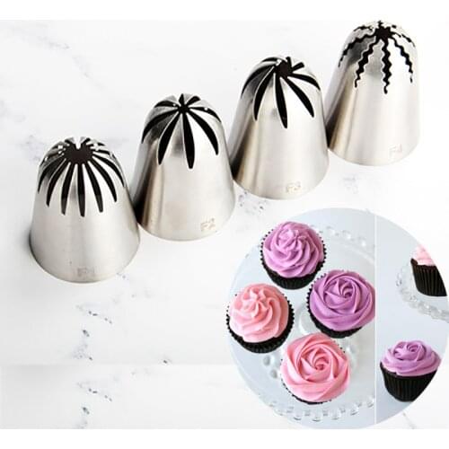 4pcs/Set Large Cream Nozzles Cake Decorating Tools Stainless Steel Cupcake Pastry Bakeware Kitchen Gadgets And Accessories