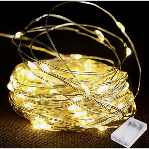 10m/5M Silver Wire LED String Lights Fairy Garland Christmas Lights Wedding Holiday Lighting for Room Gifts Powered By Battery