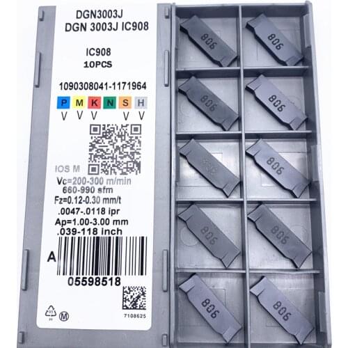 10pcs DGN2002C / 2002J IC908 DGN3003J / 3003C IC908 CNC carbide insert slotted DGN 3003J IC908 for cutting tools