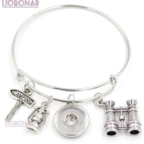 10PCS/LOT Wholesale Snap Jewelry Telescope Camping Bracelet Expandable Adjustable Bangle Snap Bracelets For Camper Gifts