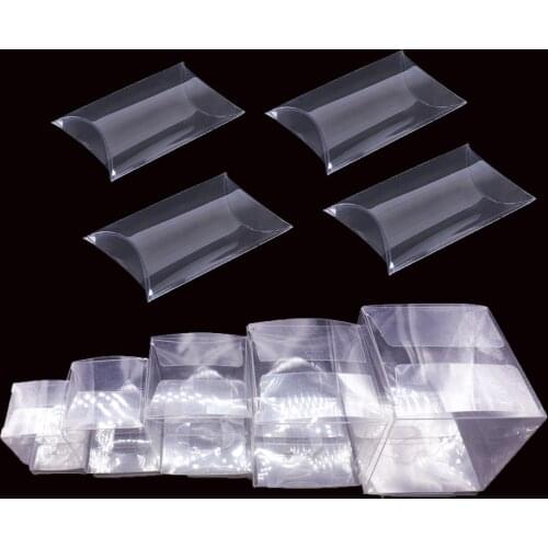 10pcs Transparent Clear PVC Candy Box Square Pillow Shape Chocolate Gift Box Wedding Favor Birthday Baby Shower Party Supply